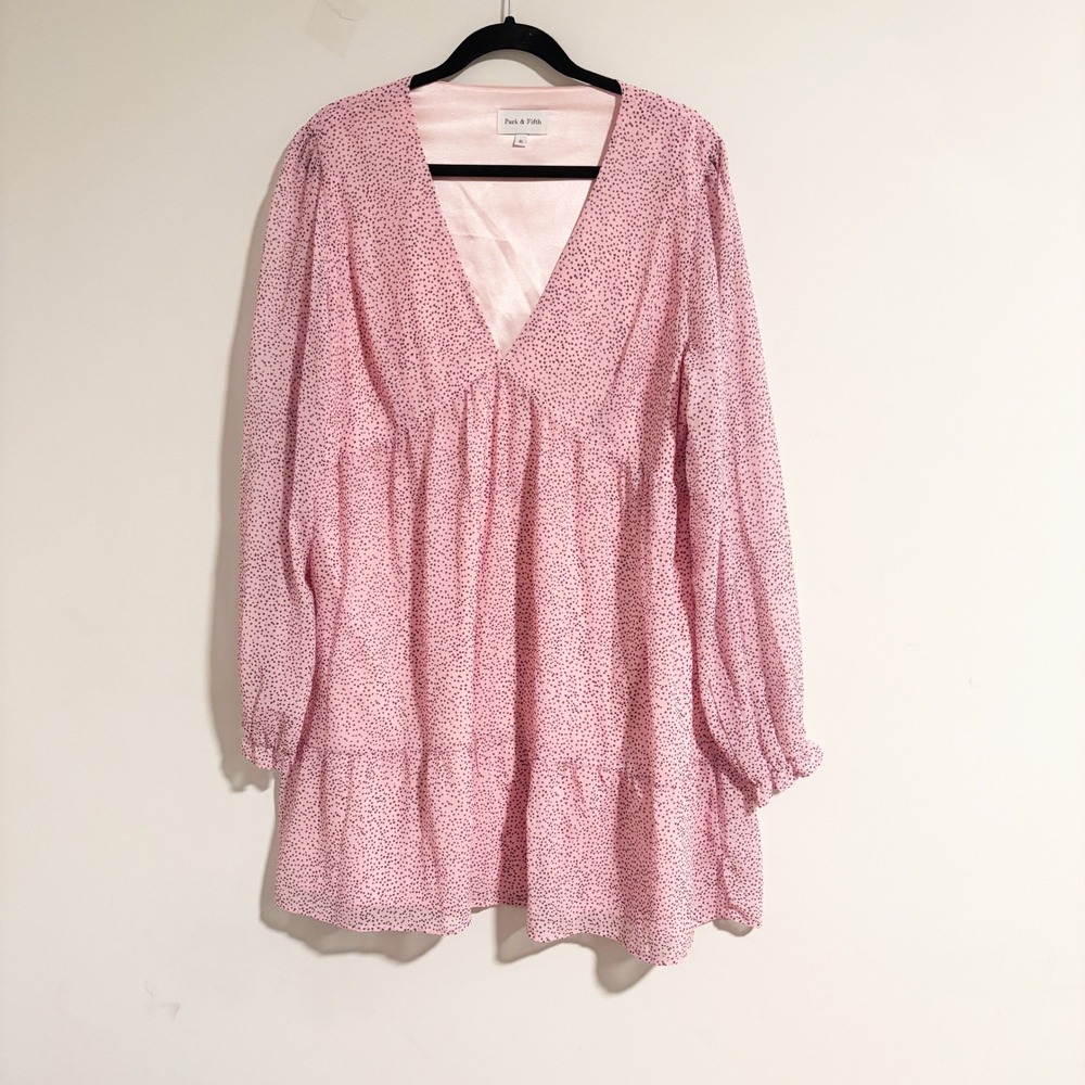 Park & Fifth Pink and polka dot V-Neck Dress‎